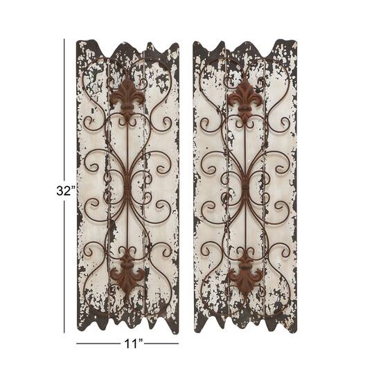 32" White Rustic Wood Wall Decor, 2ct.